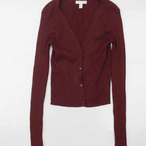 H&M Womens Purple V-Neck Viscose Cardigan Jumper Size M