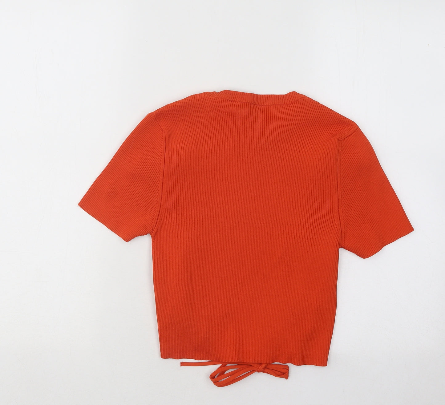 Primark Womens Orange Polyester Basic T-Shirt Size 10 Round Neck - Ribbed