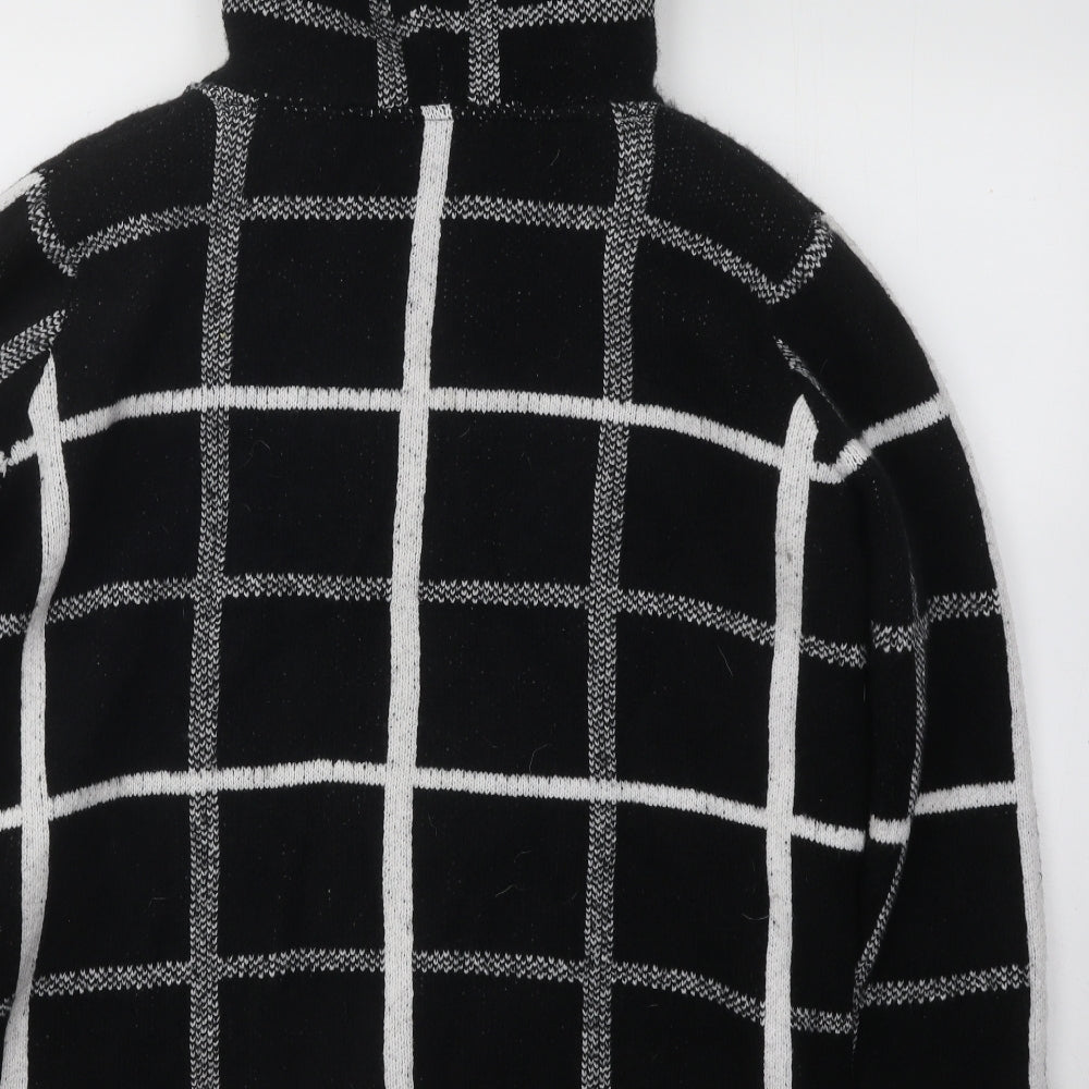 Papaya Womens Black Check Polyester Full Zip Hoodie Size L Zip