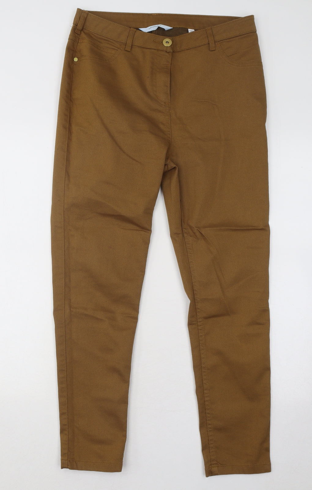 Anthology Womens Gold Cotton Straight Jeans Size 12 L26 in Regular Button