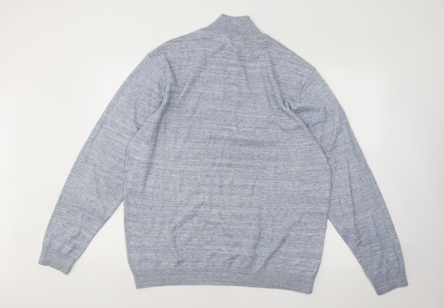 NEXT Mens Blue Mock Neck Cotton Pullover Jumper Size XL