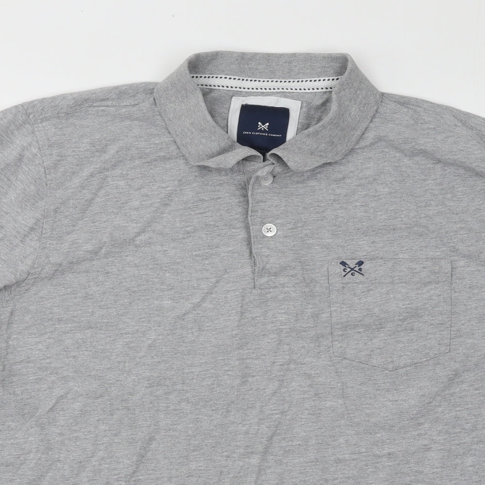 Crew Clothing Mens Grey Cotton Polo Size XL Collared Button
