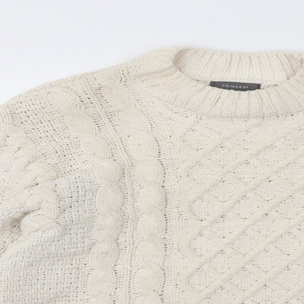 Primark Womens Ivory Round Neck Acrylic Pullover Jumper Size 14