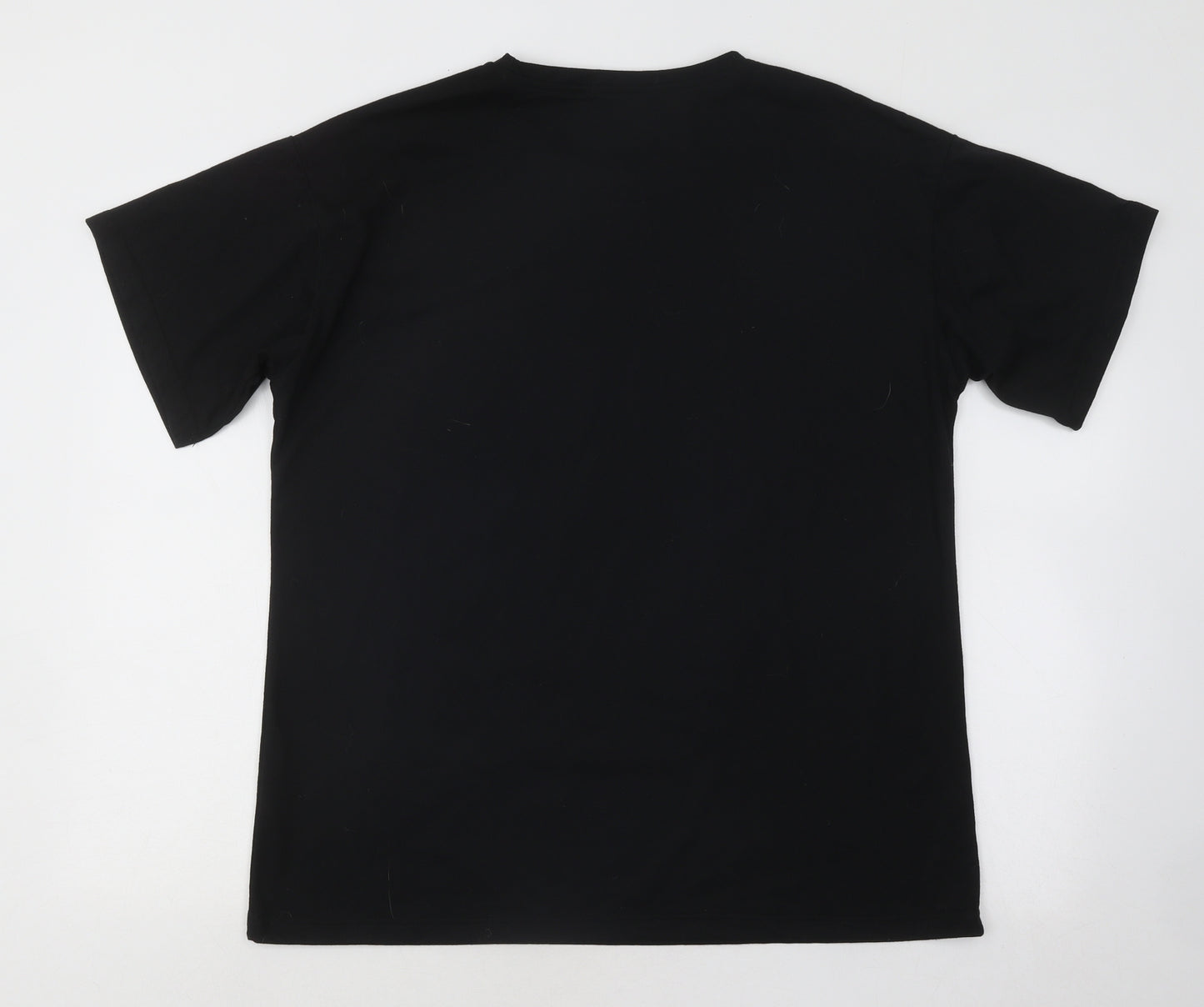 ROMWE Womens Black Cotton Basic T-Shirt Size M Round Neck - Portal To The Cat Dimension