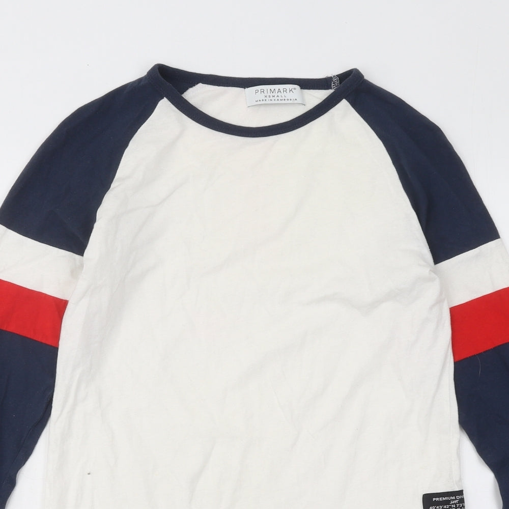 Primark Mens Multicoloured Colourblock Cotton T-Shirt Size XS Round Neck