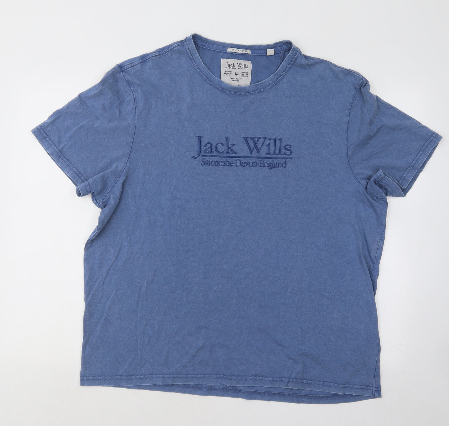 Jack Wills Womens Blue Cotton Basic T-Shirt Size 2XL Round Neck