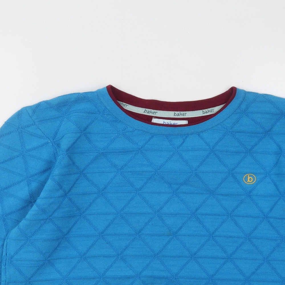 Ted Baker Boys Blue Round Neck Geometric Cotton Pullover Jumper Size 11-12 Years Pullover