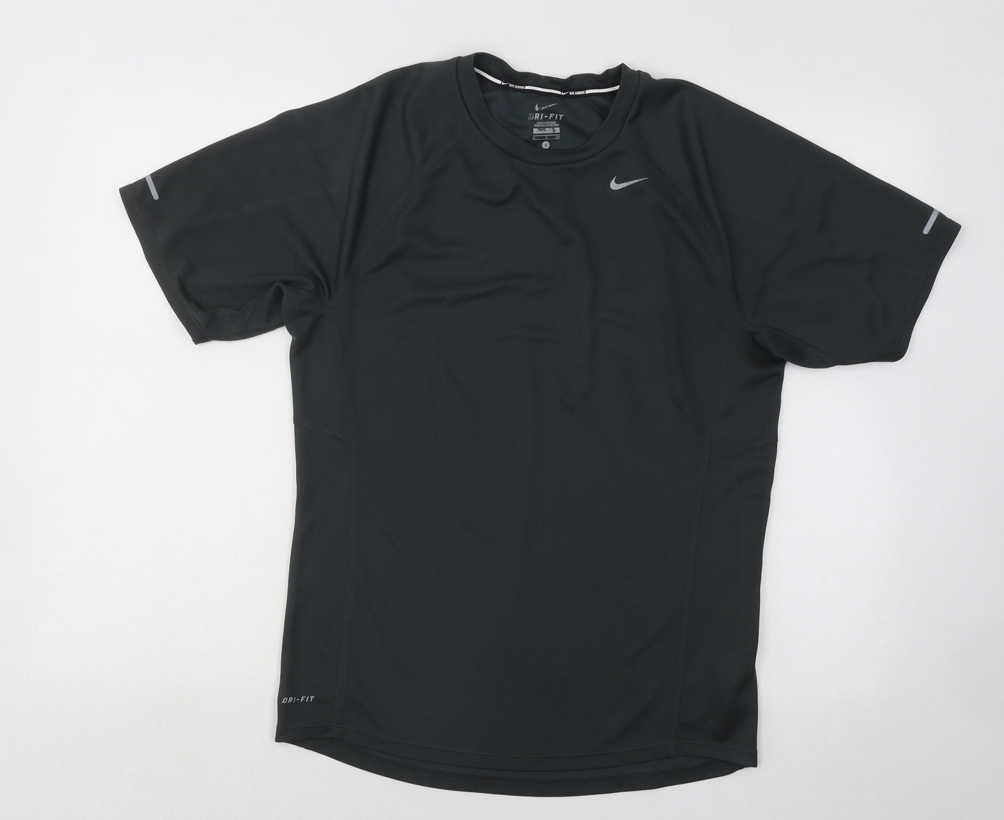 Nike Mens Grey Polyester Basic T-Shirt Size S Round Neck Pullover