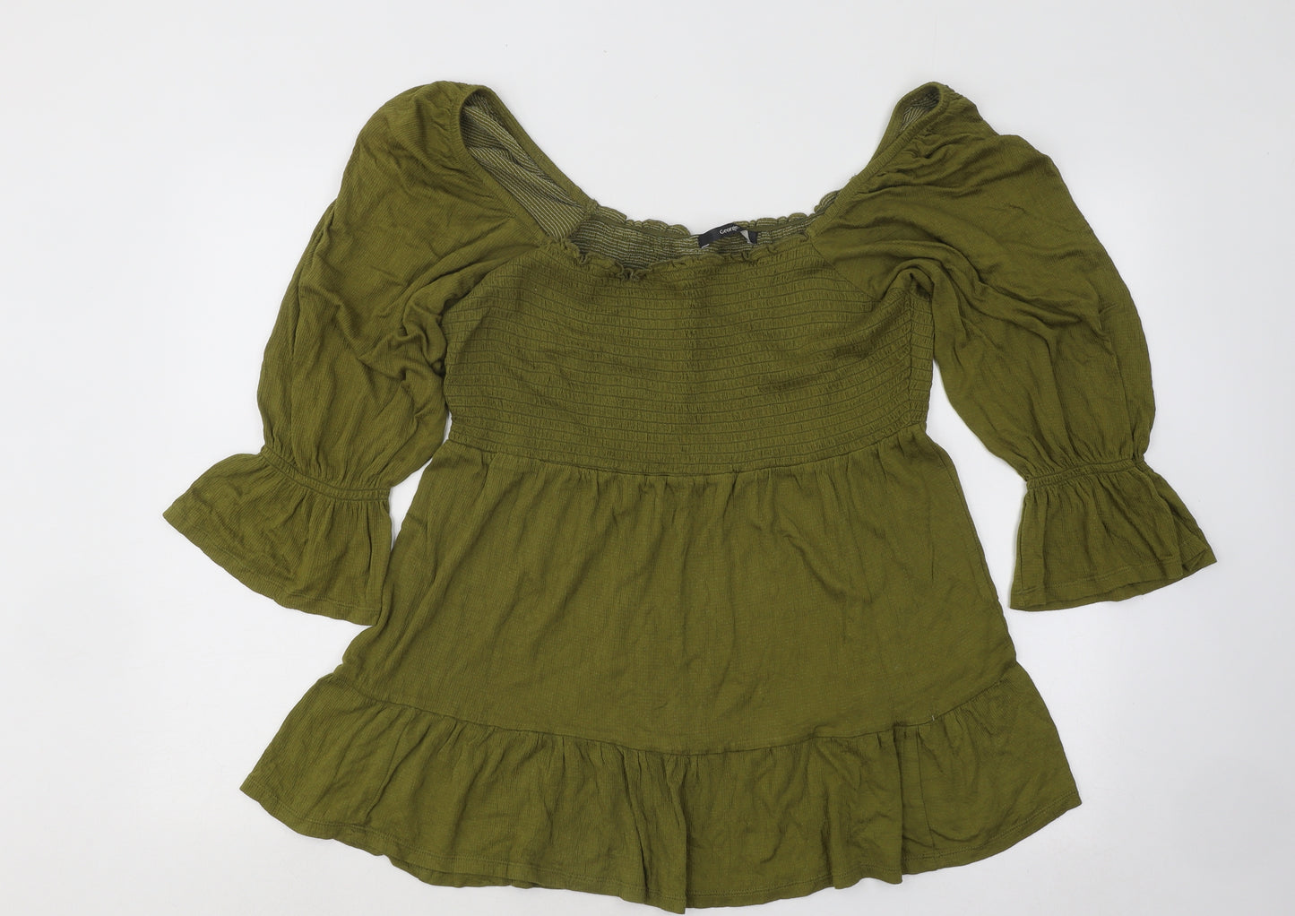 George Womens Green Viscose Basic T-Shirt Size 16 Off the Shoulder