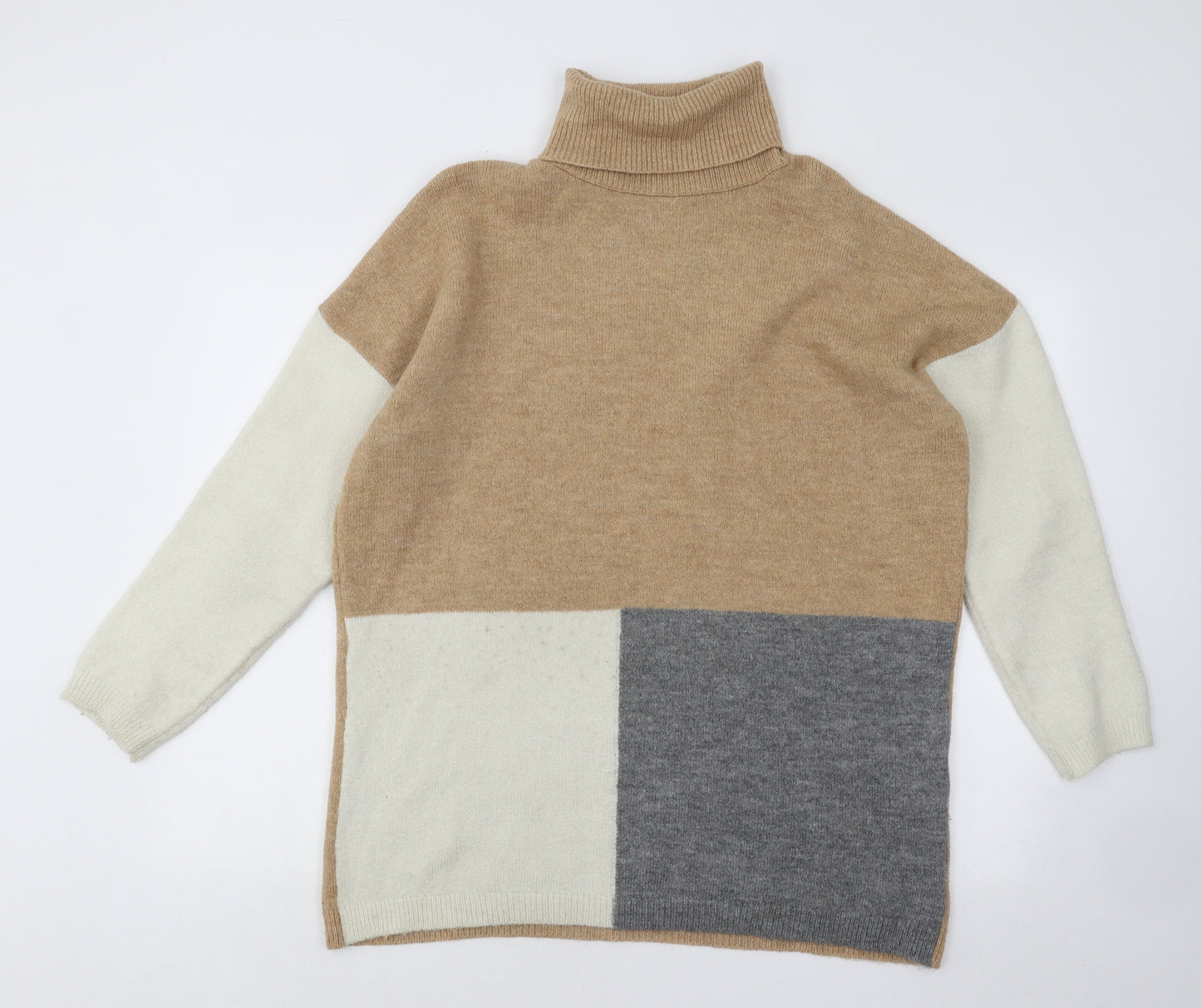 Peacocks Womens Multicoloured Roll Neck Acrylic Pullover Jumper Size M