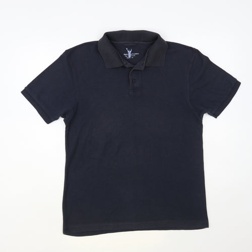 Alpine Expedition Mens Blue Cotton Polo Size L Collared Button