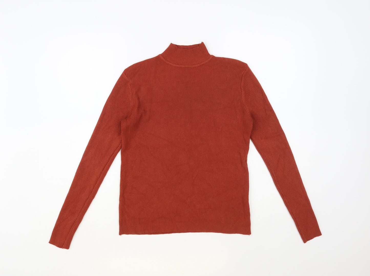 SheIn Womens Brown High Neck Viscose Pullover Jumper Size L - Ribbed