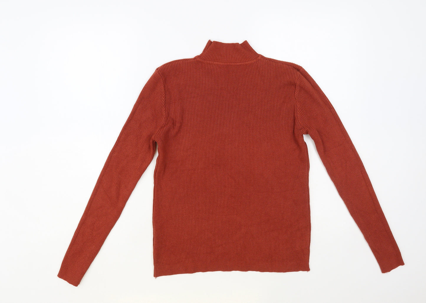 SheIn Womens Brown High Neck Viscose Pullover Jumper Size L - Ribbed