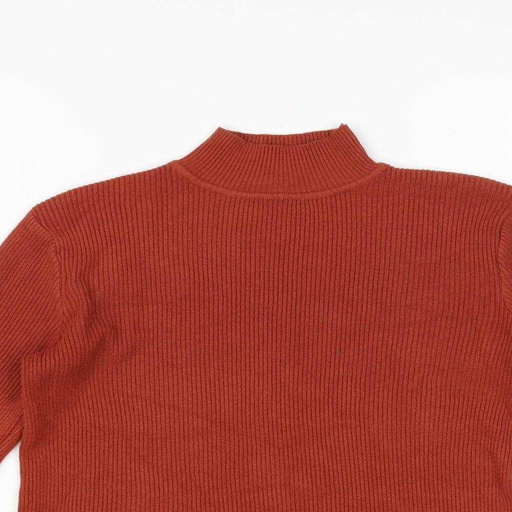 SheIn Womens Brown High Neck Viscose Pullover Jumper Size L - Ribbed