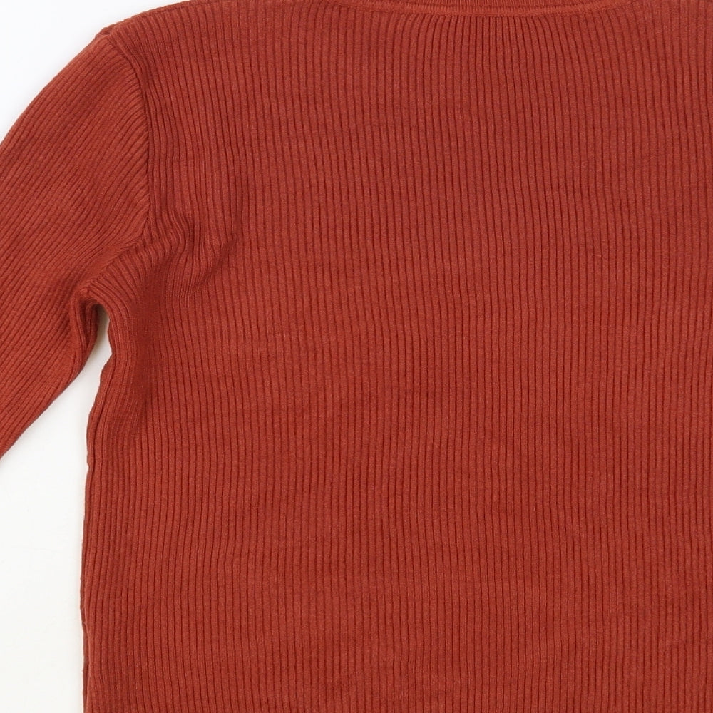 SheIn Womens Brown High Neck Viscose Pullover Jumper Size L - Ribbed