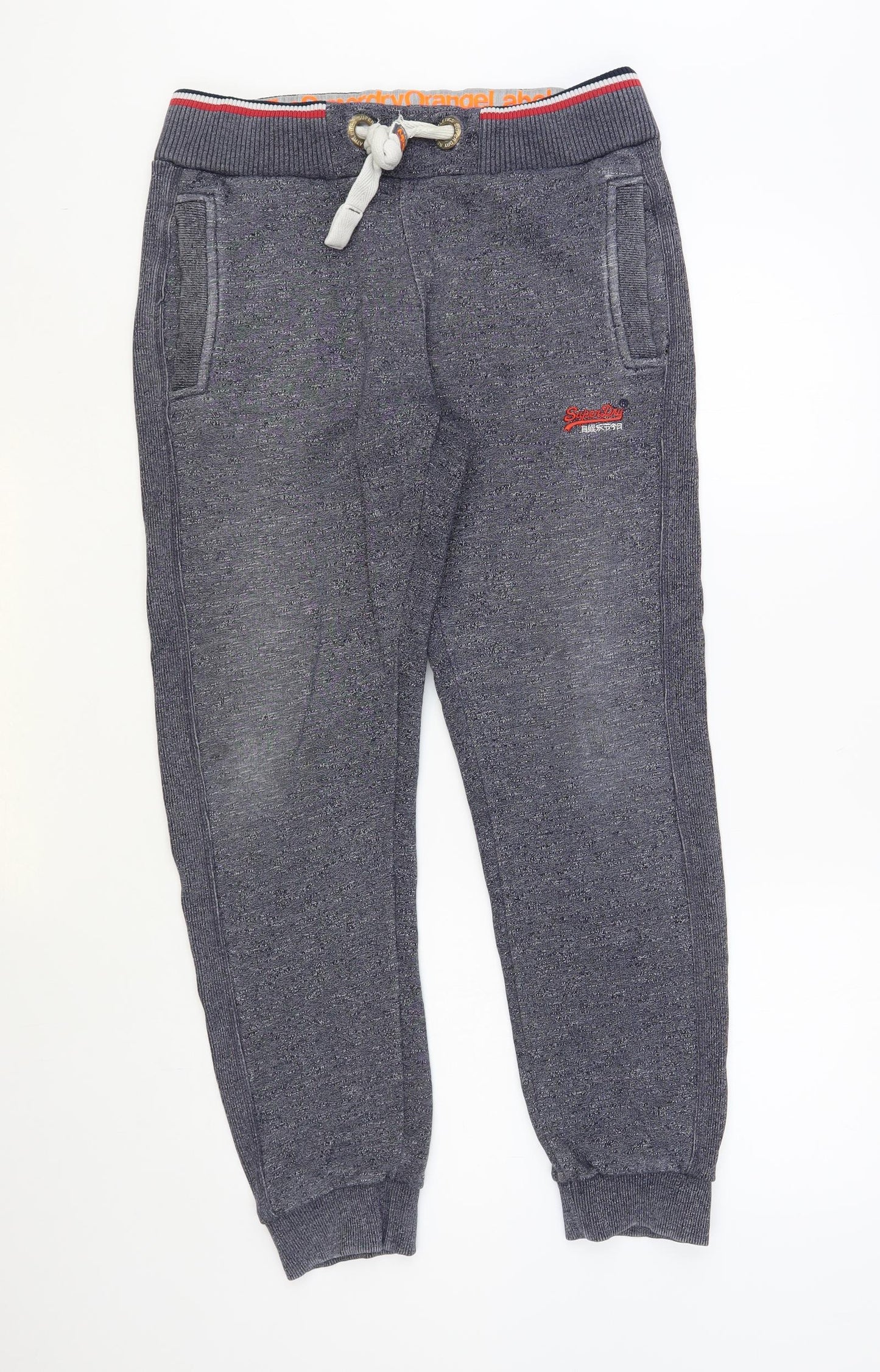 Superdry Mens Blue Cotton Jogger Trousers Size S L28 in Regular Drawstring