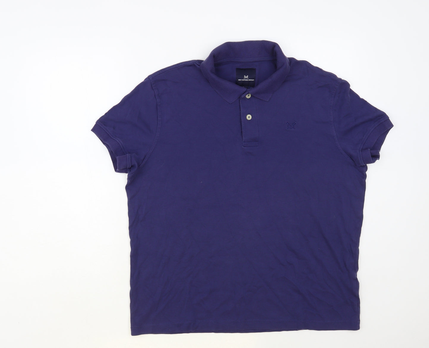Crew Clothing Mens Blue Cotton Polo Size XL Collared Button