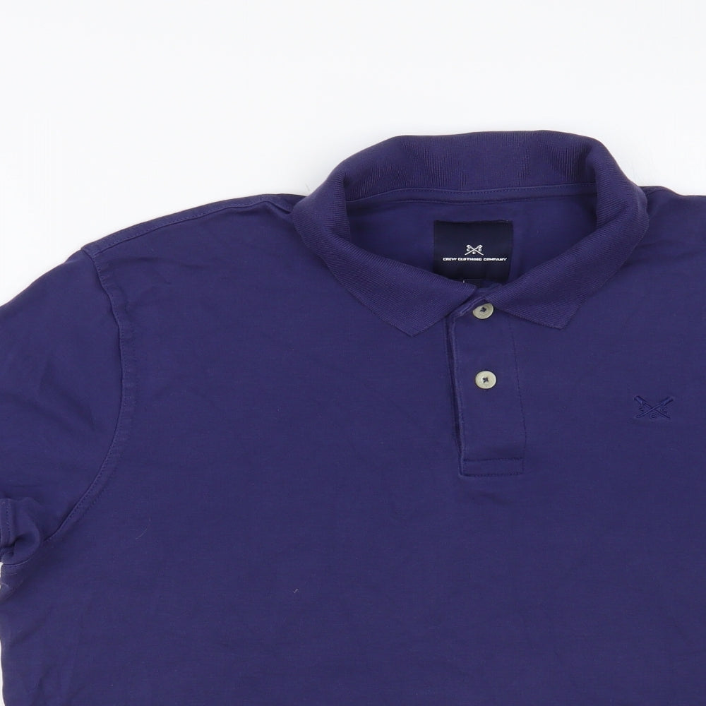 Crew Clothing Mens Blue Cotton Polo Size XL Collared Button