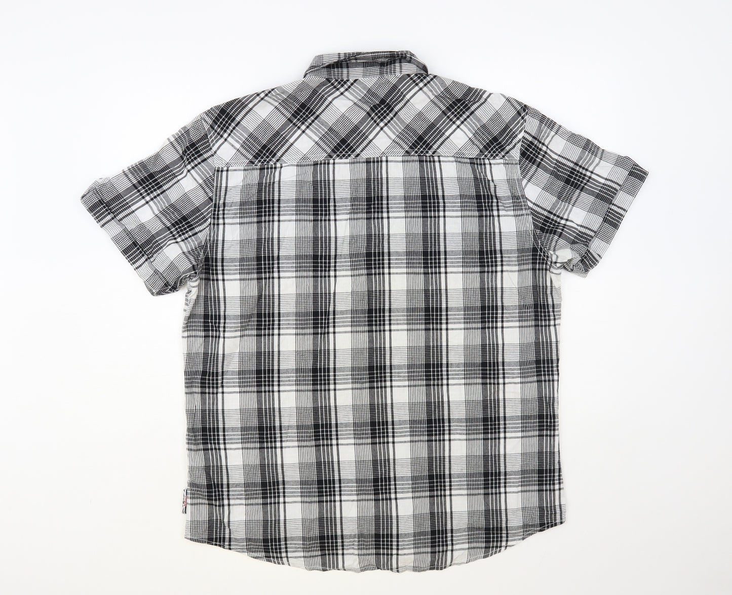 Lee Cooper Mens Black Plaid Cotton Button-Up Size L Collared Button
