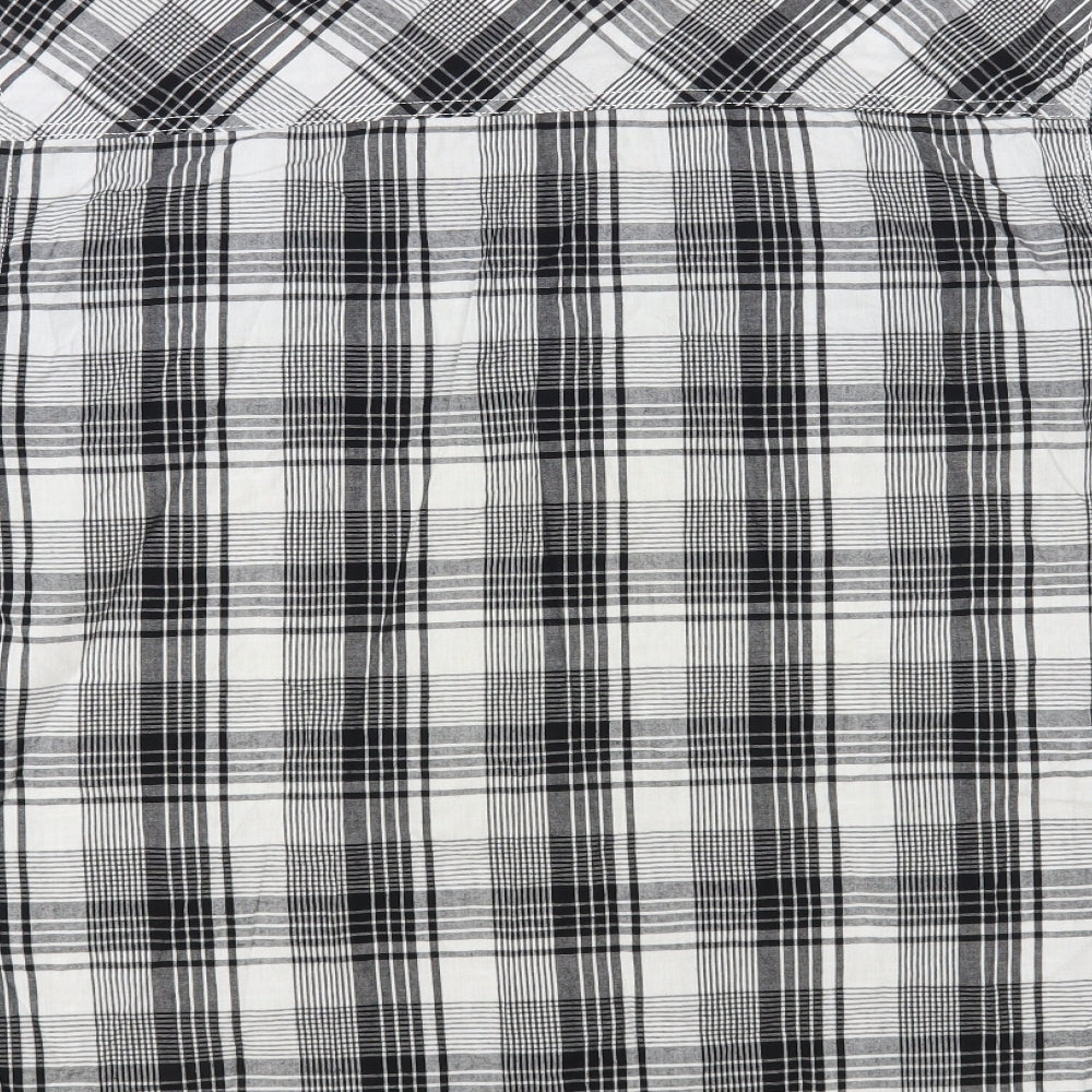 Lee Cooper Mens Black Plaid Cotton Button-Up Size L Collared Button