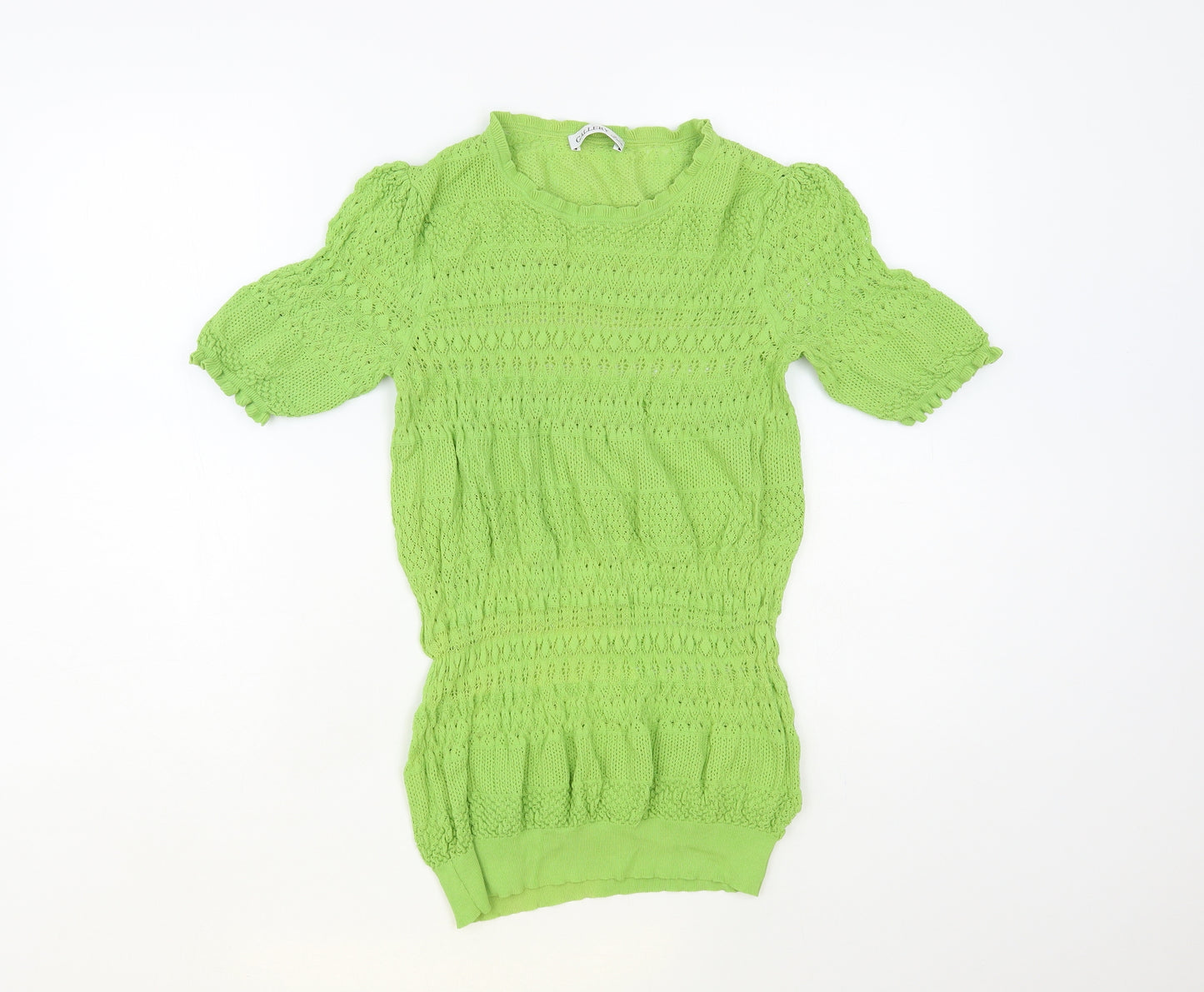 Gallery Womens Green Viscose Basic Blouse Size L Round Neck