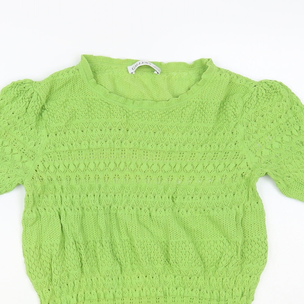 Gallery Womens Green Viscose Basic Blouse Size L Round Neck