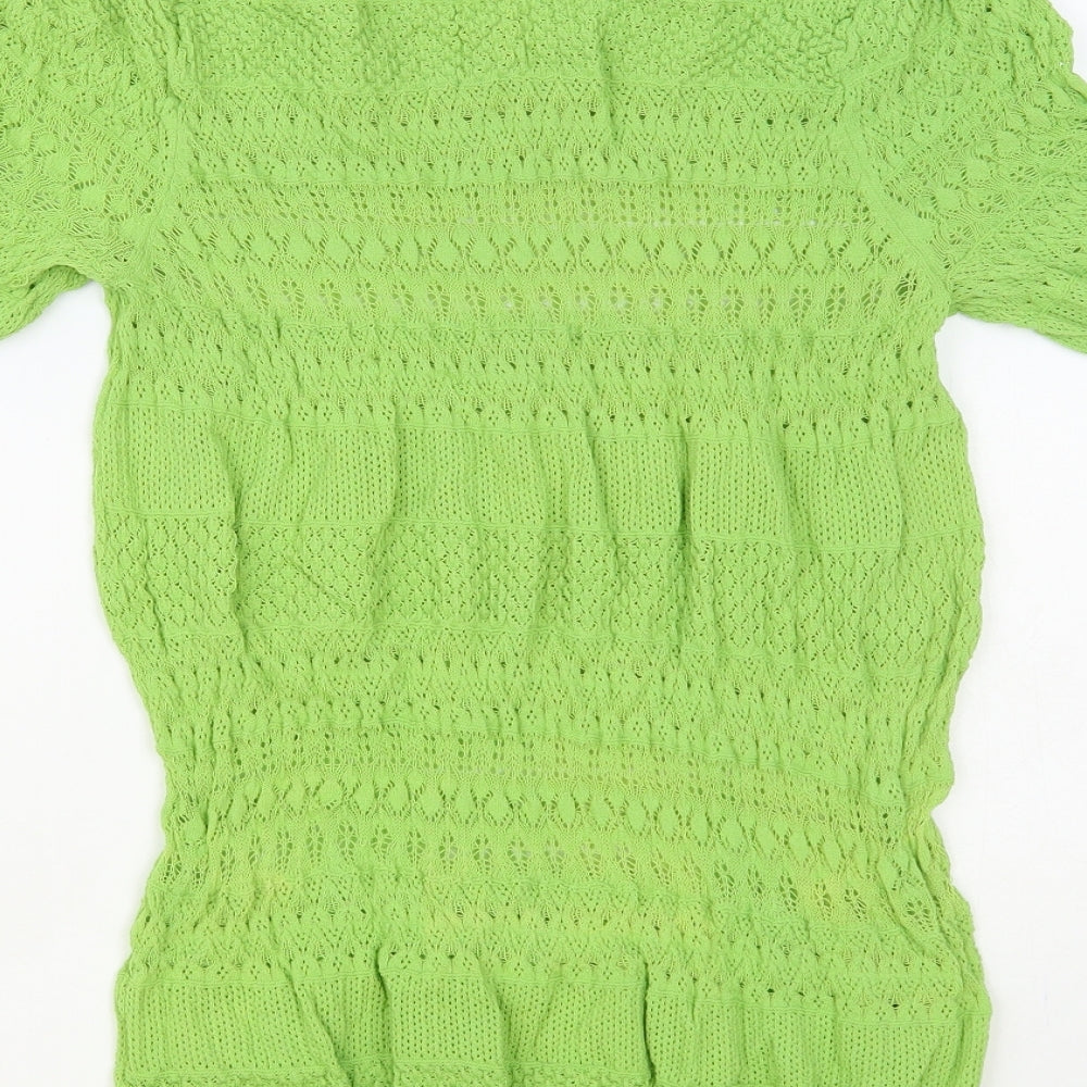 Gallery Womens Green Viscose Basic Blouse Size L Round Neck