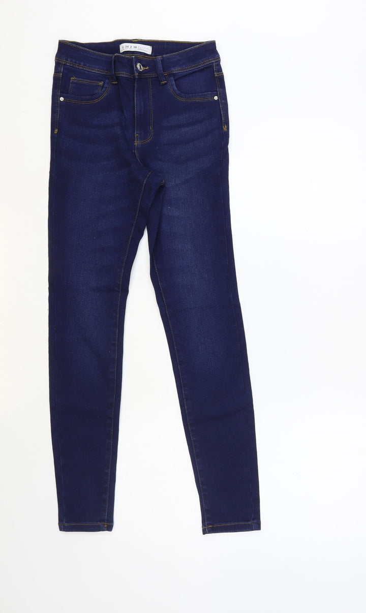 Denim & Co. Womens Blue Cotton Skinny Jeans Size 6 L27 in Regular Button