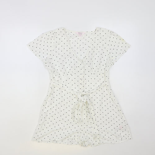 Miss Selfridge Womens Polka Dot Viscose Playsuit One-Piece Size 12 Button