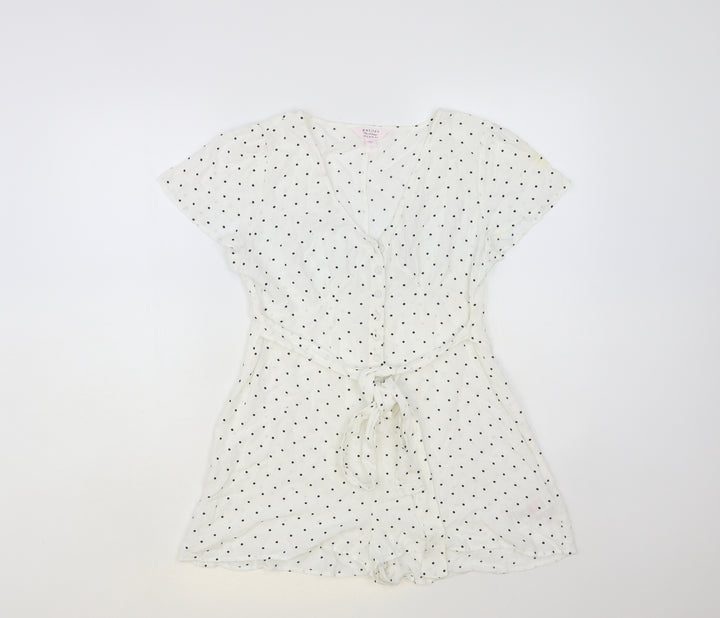 Miss Selfridge Womens Polka Dot Viscose Playsuit One-Piece Size 12 Button