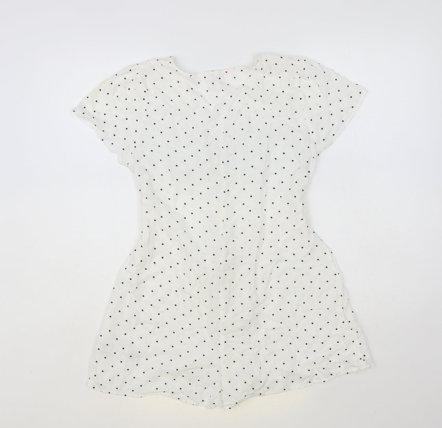 Miss Selfridge Womens Polka Dot Viscose Playsuit One-Piece Size 12 Button