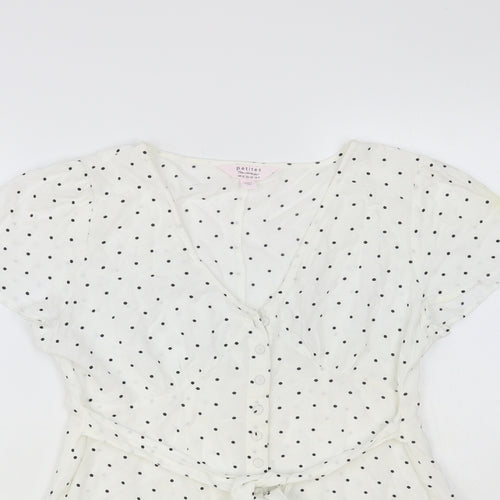 Miss Selfridge Womens Polka Dot Viscose Playsuit One-Piece Size 12 Button