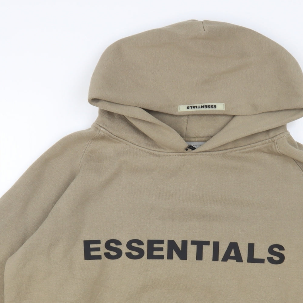Essentials Mens Beige Cotton Pullover Hoodie Size S
