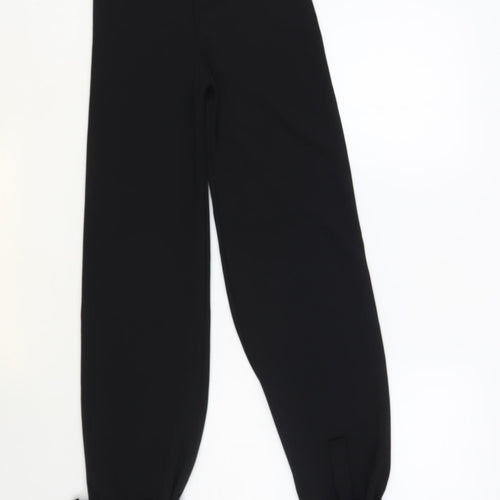 MissyEmpire Womens Black Polyester Trousers Size 6 L34 in Regular - Tie Detail