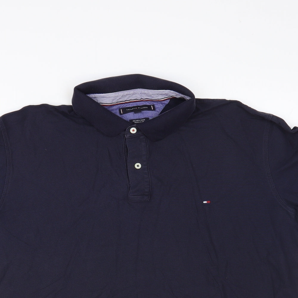 Tommy Hilfiger Mens Blue Cotton Polo Size 2XL Collared Button