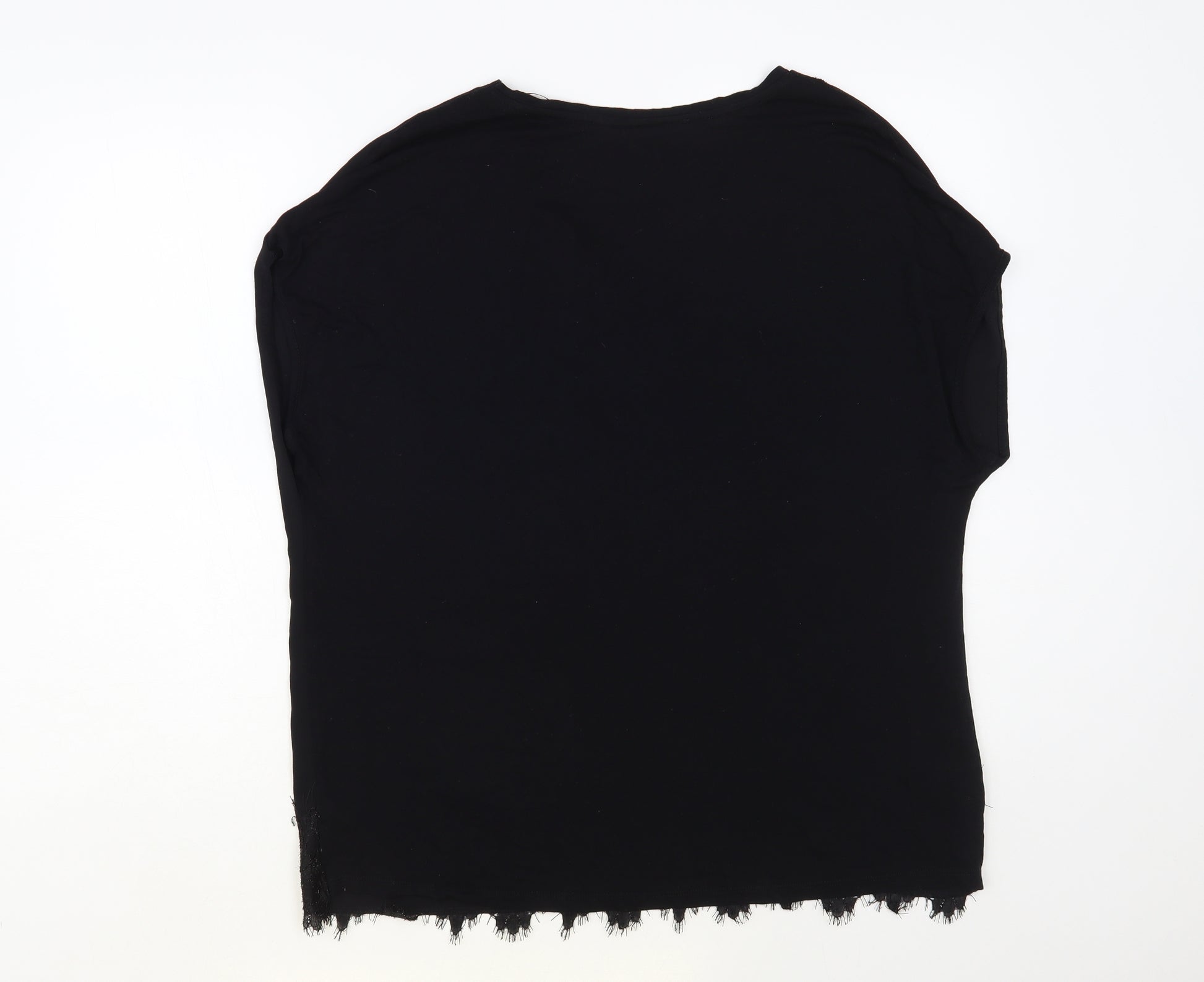 Dunnes Stores Womens Black Polyester Basic Blouse Size L V-Neck