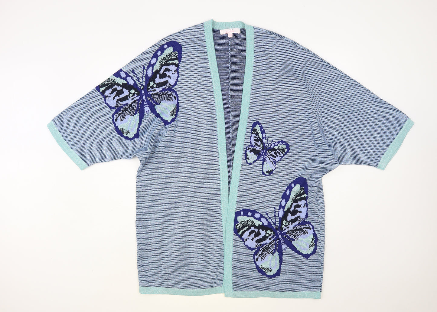 Julipa Womens Blue V-Neck Cotton Cardigan Jumper Size 18 - Butterflies