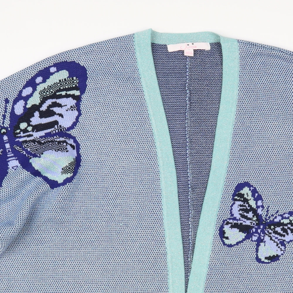 Julipa Womens Blue V-Neck Cotton Cardigan Jumper Size 18 - Butterflies