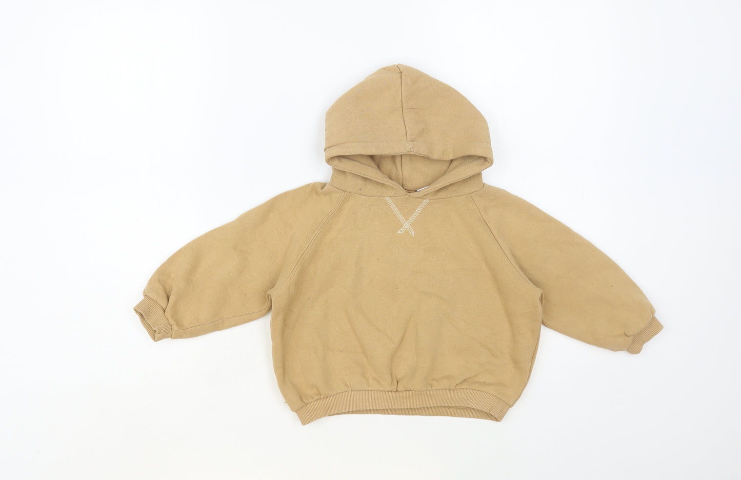 Zara Boys Beige Cotton Pullover Hoodie Size 2-3 Years Pullover