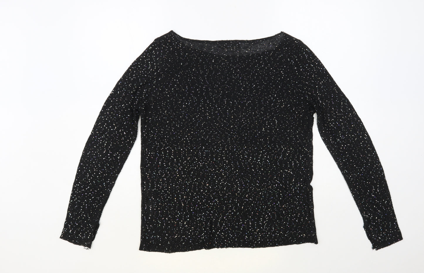 Zara Womens Black Boat Neck Polyester Pullover Jumper Size M