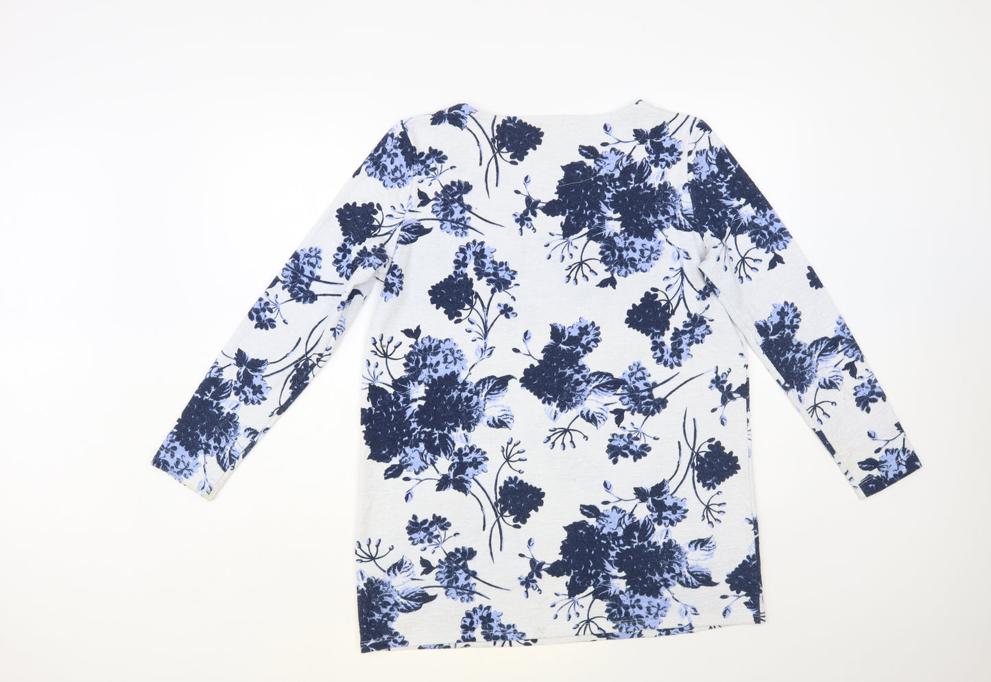 Bonmarché Womens Grey Floral Polyester Basic Blouse Size 12 Round Neck