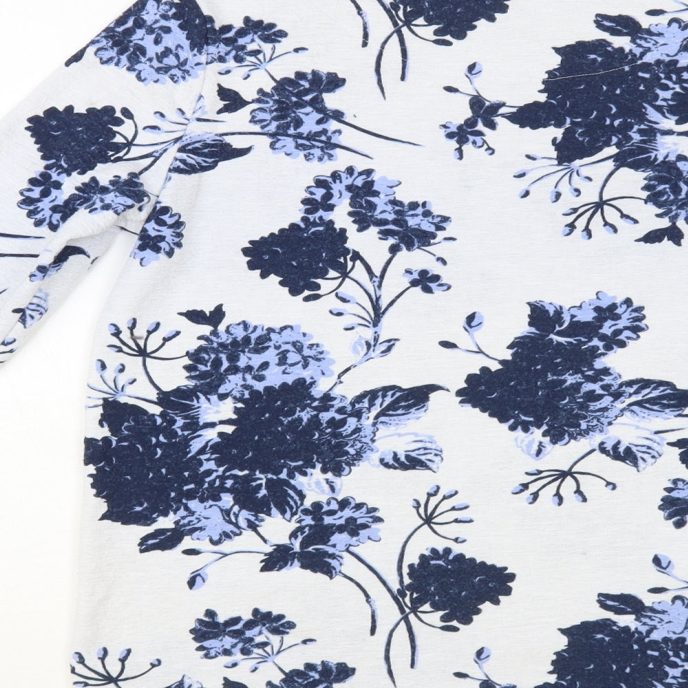 Bonmarché Womens Grey Floral Polyester Basic Blouse Size 12 Round Neck