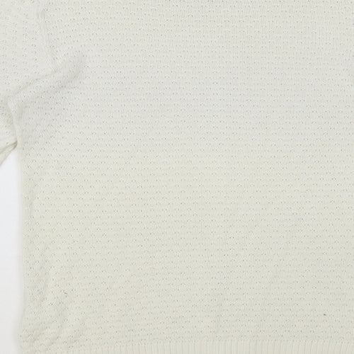 VILA Womens White Round Neck Acrylic Pullover Jumper Size M