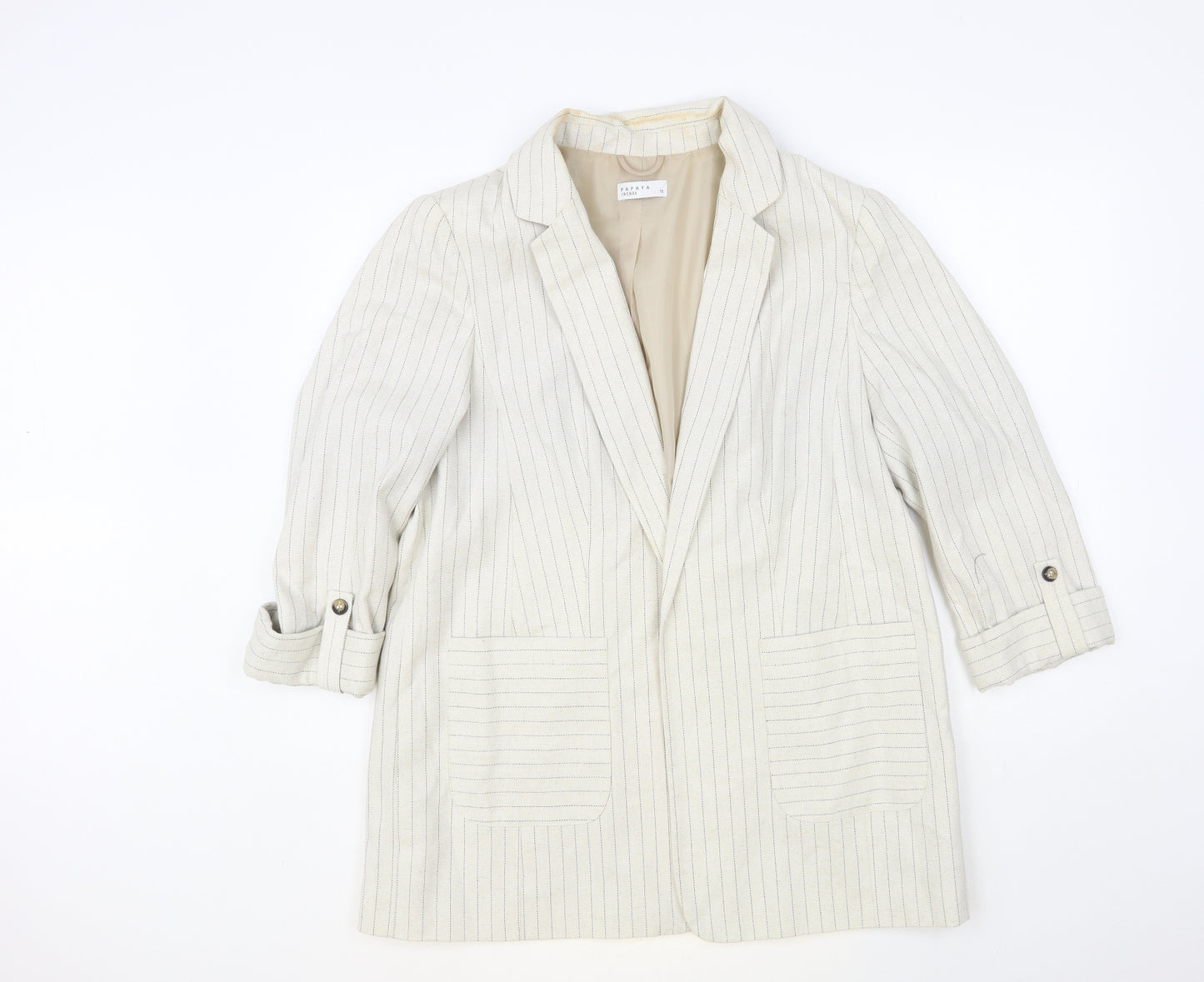Matalan Womens Beige Striped Jacket Blazer Size 18