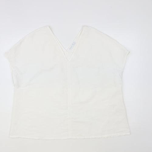 Primark Womens White Polyester Basic Blouse Size 14 V-Neck