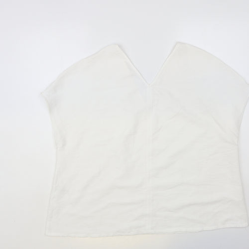 Primark Womens White Polyester Basic Blouse Size 14 V-Neck