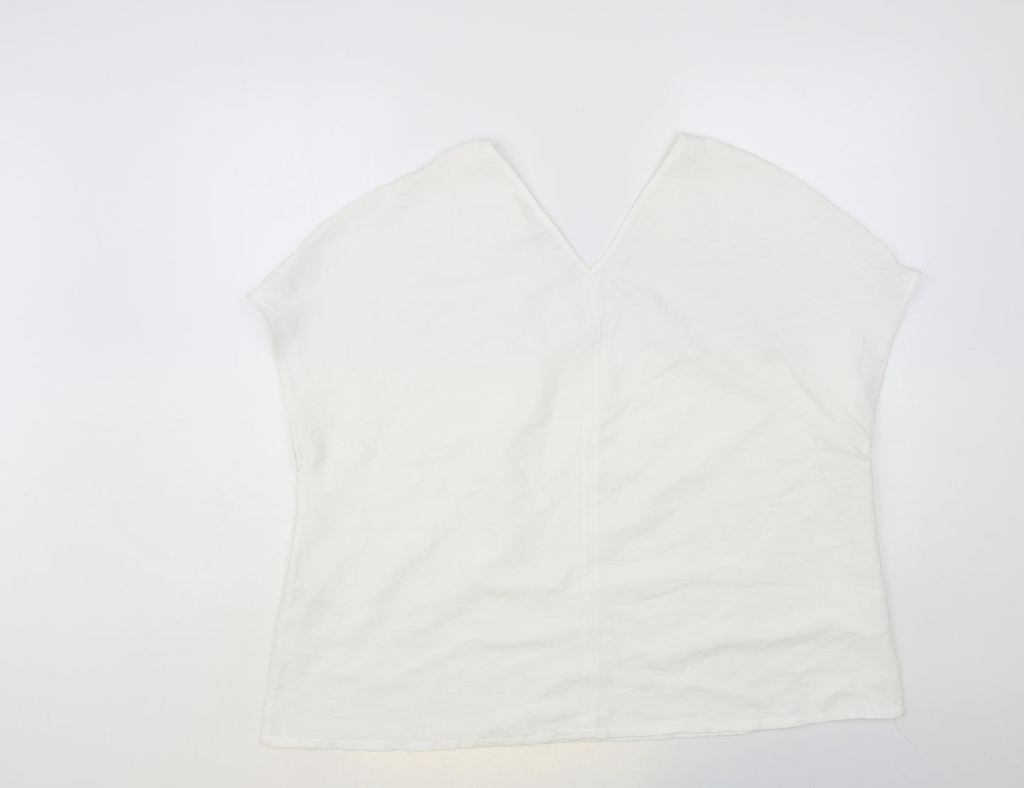 Primark Womens White Polyester Basic Blouse Size 14 V-Neck