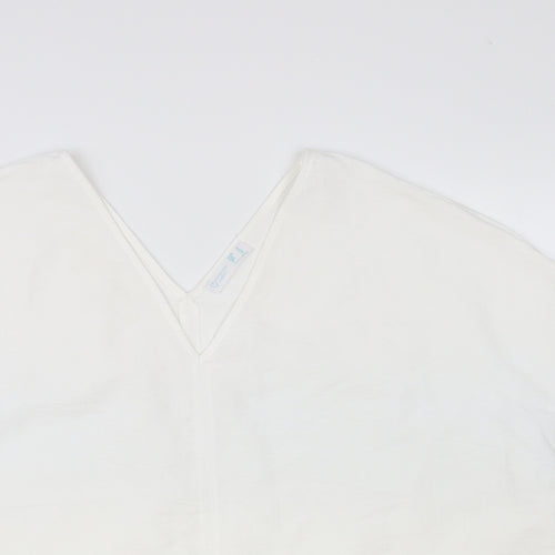 Primark Womens White Polyester Basic Blouse Size 14 V-Neck