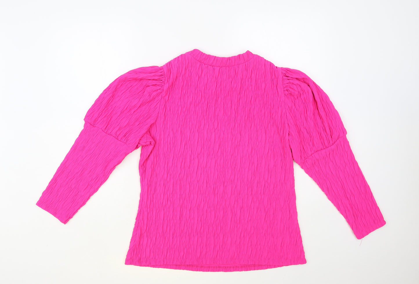 Savida Womens Pink Polyester Basic Blouse Size XL Crew Neck - Textured