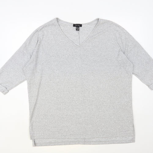 New Look Womens Grey V-Neck Polyester Pullover Jumper Size M